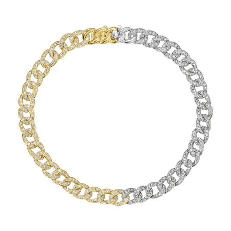 Cuban Chain Two Tone Diamond Bracelet