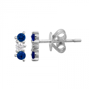 Sapphire and Diamond Bar Piercing Stud