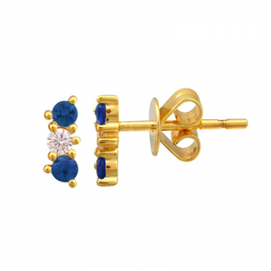 Sapphire and Diamond Bar Piercing Stud