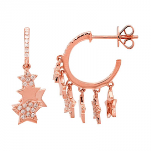 Diamond Pave Star Chandelier Hoops - YG