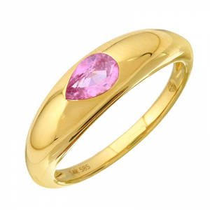 Gold Inlay Pear Shaped Pink Sapphire Ring