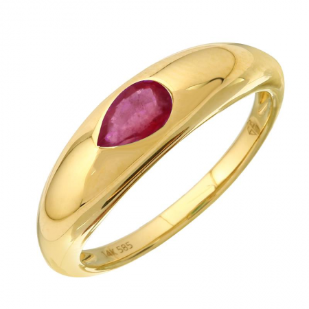 Gold Inlay Pear Shaped Ruby Ring