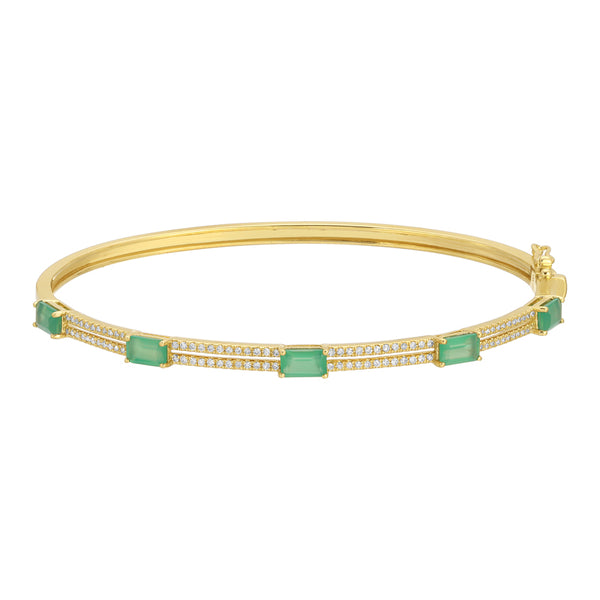 Green Agate Diamond Bangle