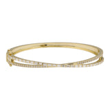 Round and Baguette Diamond Twist Bangle