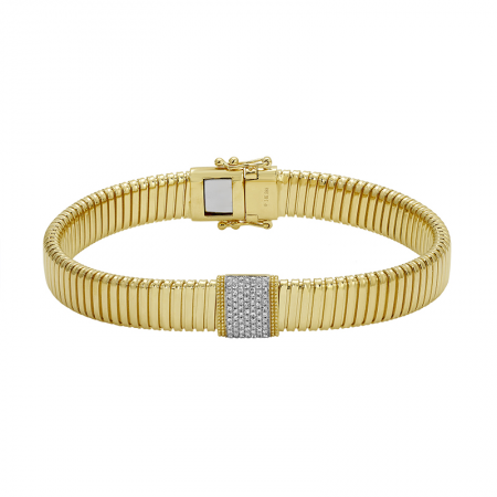 Gold Omega Chain Diamond Bracelet