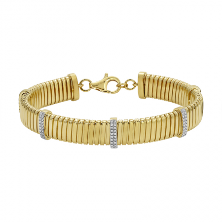 Gold Fluted Chain Diamond Bracelet