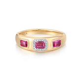 Tripple Ruby Gold Chunky Ring