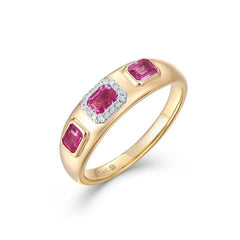 Tripple Ruby Gold Chunky Ring