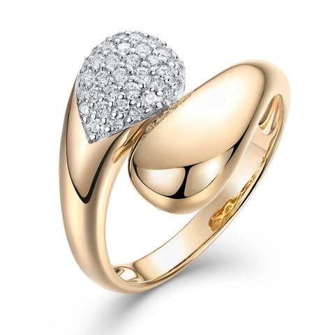 Gold Pear & Pave Diamond Twist Ring*