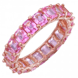 Pink Sapphire Emerald Cut Eternity Ring