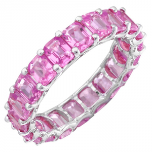 Pink Sapphire Emerald Cut Eternity Ring