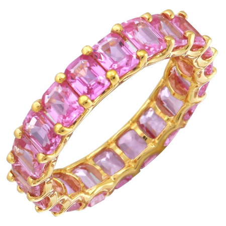 Pink Sapphire Emerald Cut Eternity Ring