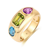 Trio Gemstones Gold Chunky Ring