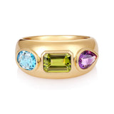 Trio Gemstones Gold Chunky Ring