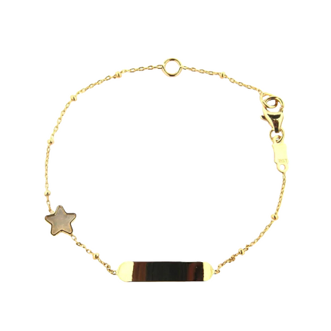 Mother of Pearl Star ID Baby Bracelet - 18K Solid Gold