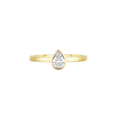 Pinky Gold Band Diamond Bezel Ring