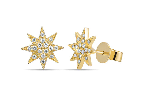 Diamond Starburst Stud Earring/Single - YG